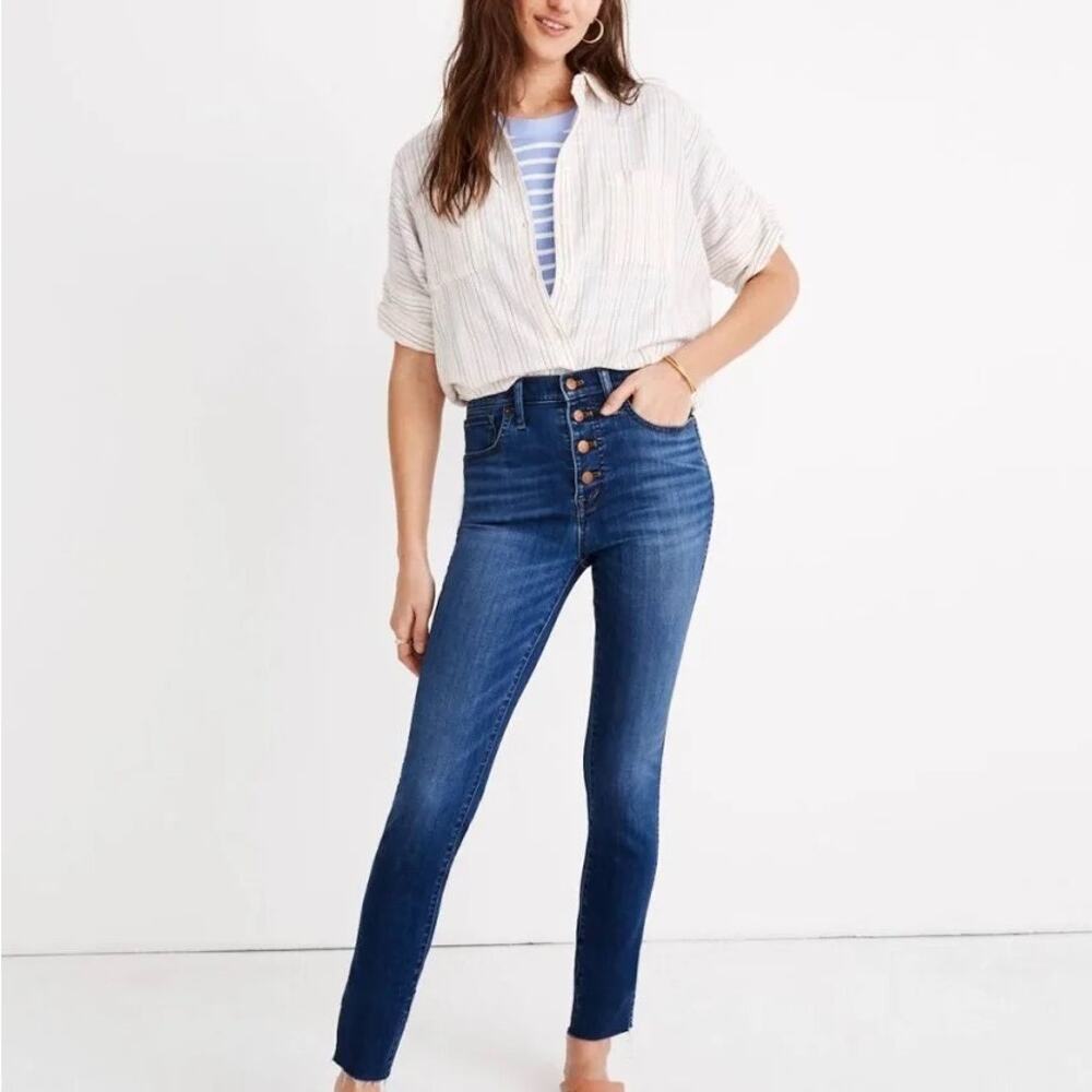 Madewell (28) 10" High-Rise Skinny Crop Jeans Button Fly Retro Boho Medium Wash